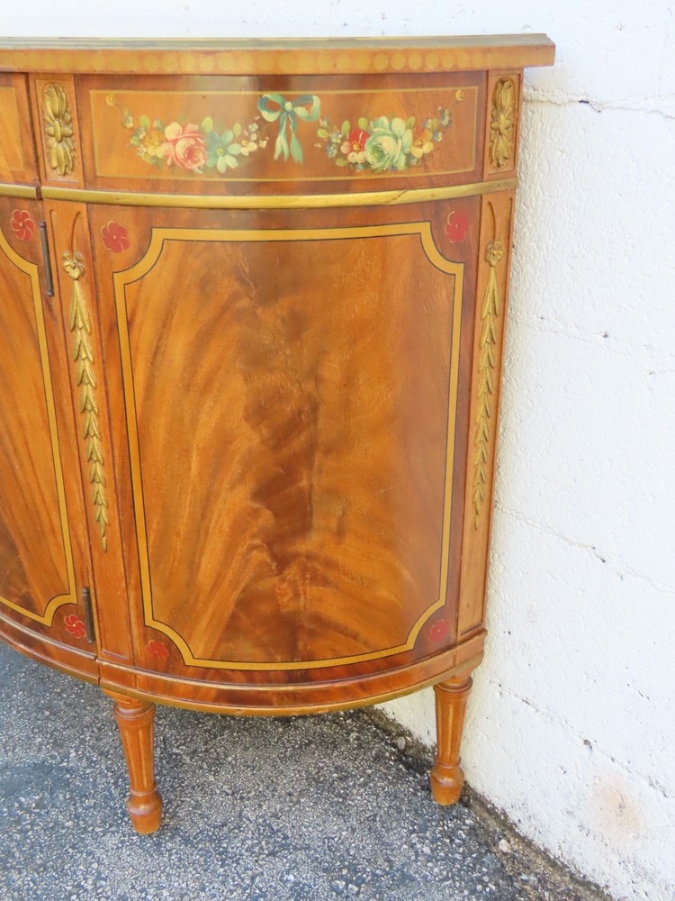 French Bombay Demilune Inlay Cameo Commode Small Buffet Server 6378