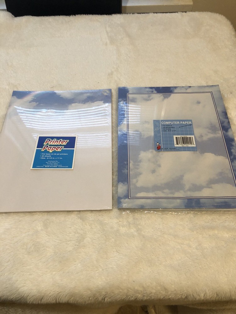 Printer Paper, 2 Packs, 42 Sheets Each. 8.5x11”, Clouds