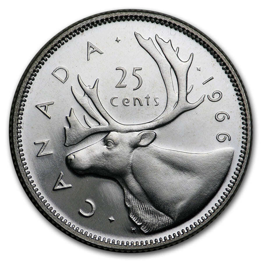 1966 Canada Silver 25 Cents BU/Prooflike