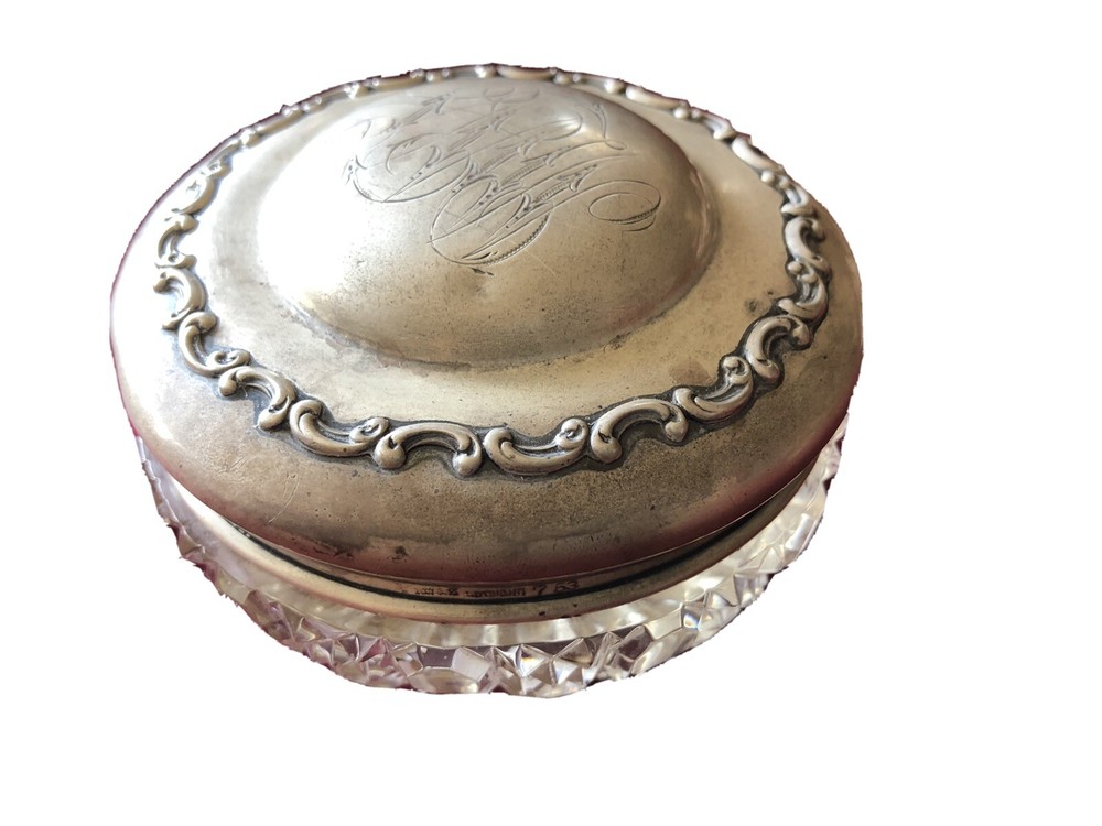 Antique Sterling Covered Glass Jar