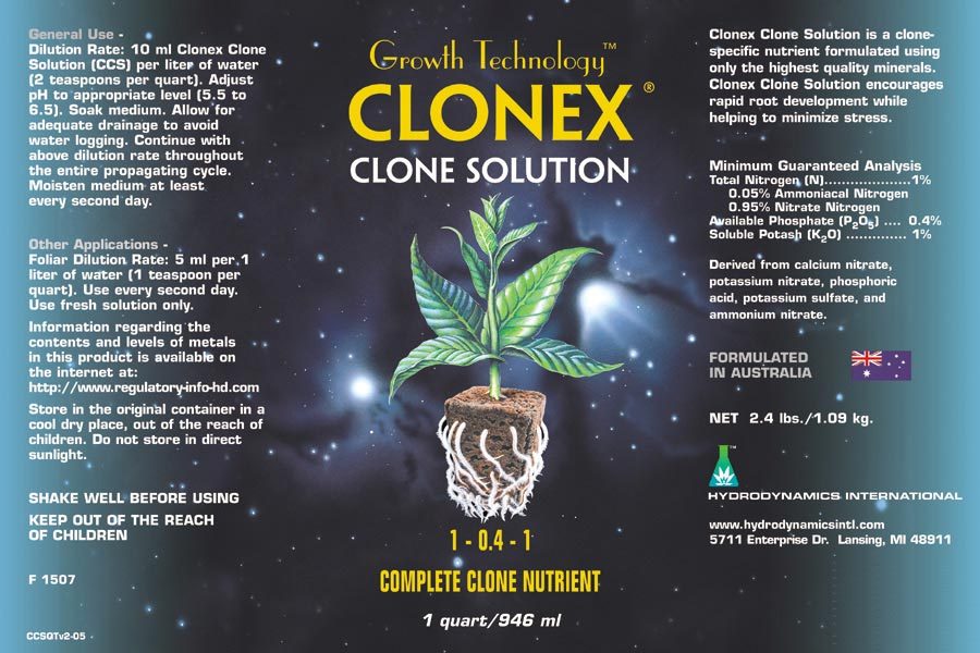 Clonex Cloning / Seedling Feeding Solution All Custom Sizes Available BAY HYDRO