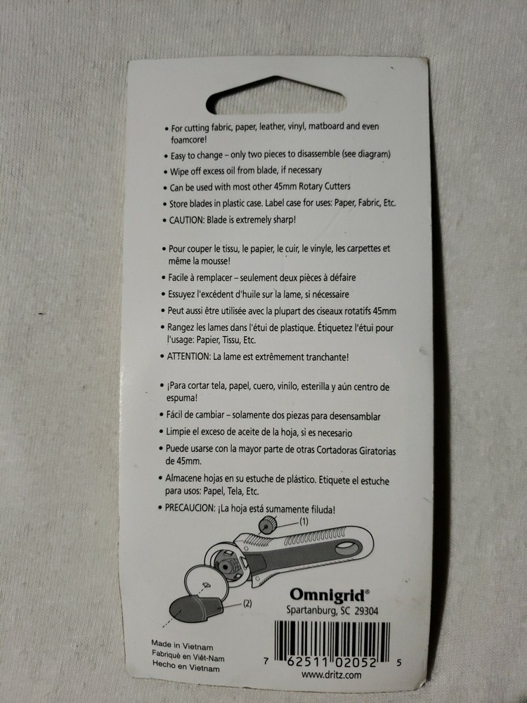 Dritz Omnigrid Rotary Blade Replacement Blades 5/Pkg 45mm- , 2052
