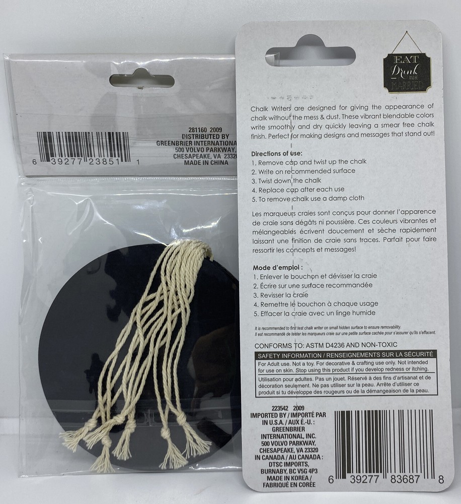 Chalkboard Tags With White Chalk Writer
