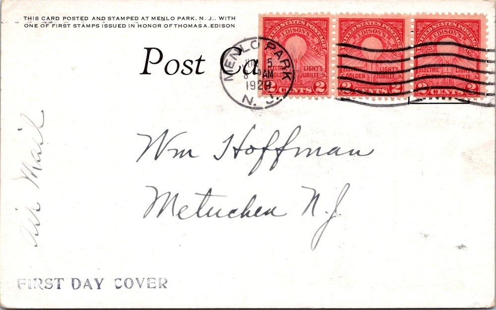 SC# 654-5 FDC - Edison Post Card - L36984