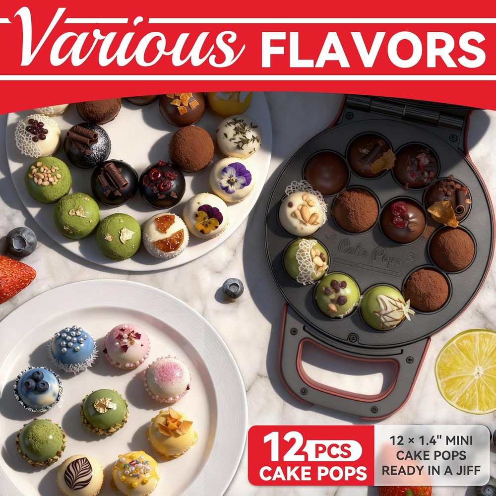 Cake Pop Maker 12 Count Nonstick Electric Baker Mini Donut Hole Maker