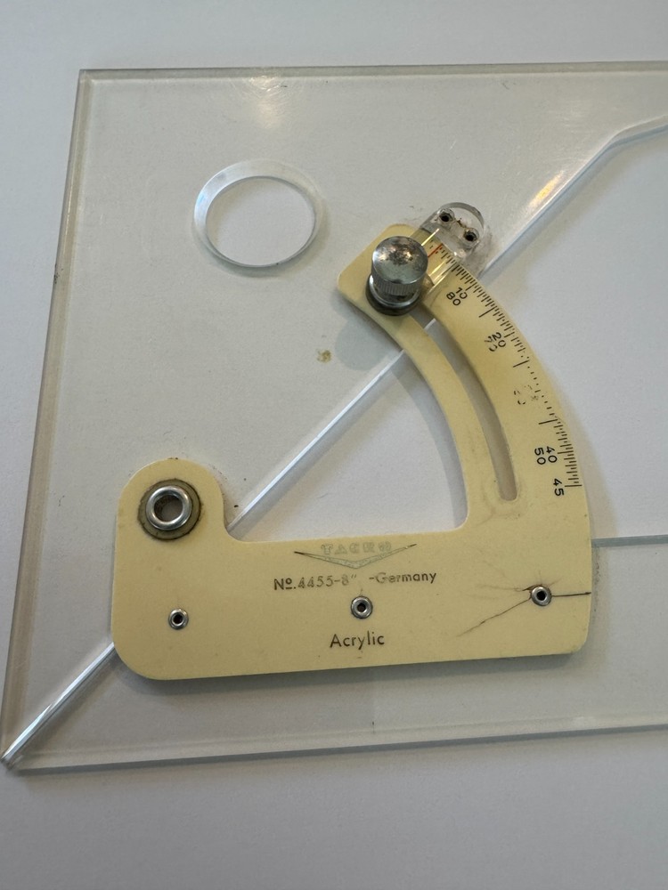 TACRO 4455-8" Made in Germany Engineering Adjustable Drafting Triangle Acrylic