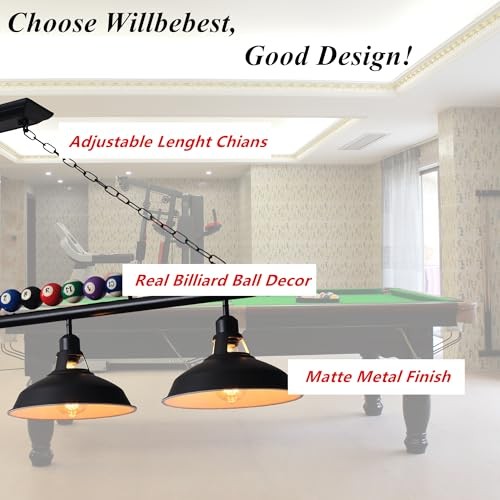 Billiard Pool Table Lights Hanging Over Pool Table with Billiard Ball 3 Lights