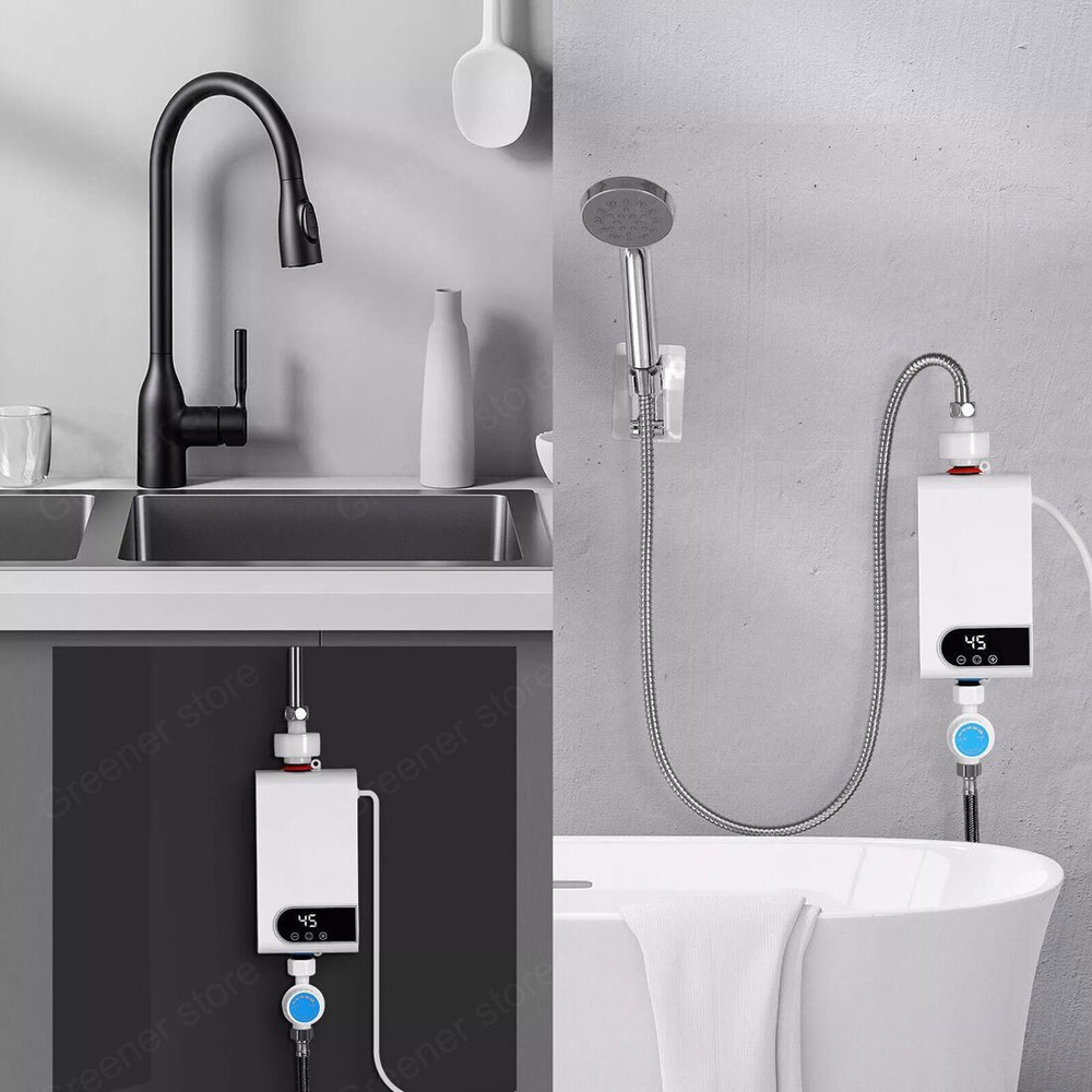 Electric Tankless Instant Water Heater Shower Head Kitchen Under Sink Bathroom