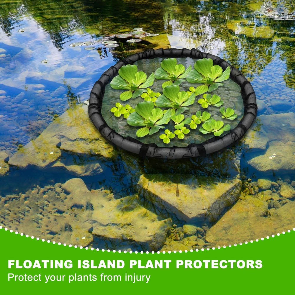 2Pack Round Floating Flora Fish Barrier Floating Island Plant Protector Float...