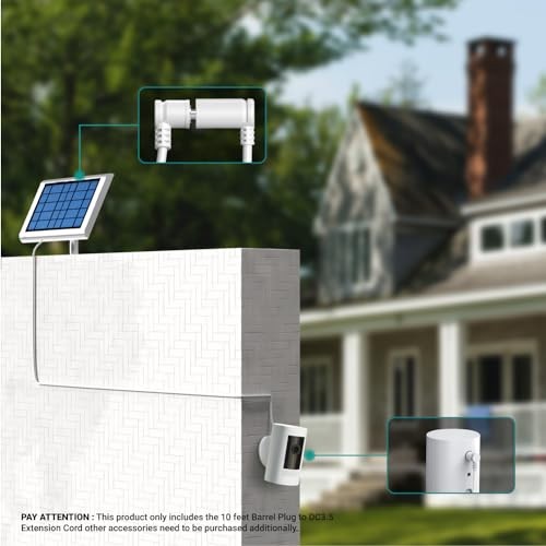 10 ft. Barrel Plug Extension Cable - Compatible with Ring Solar Panel and