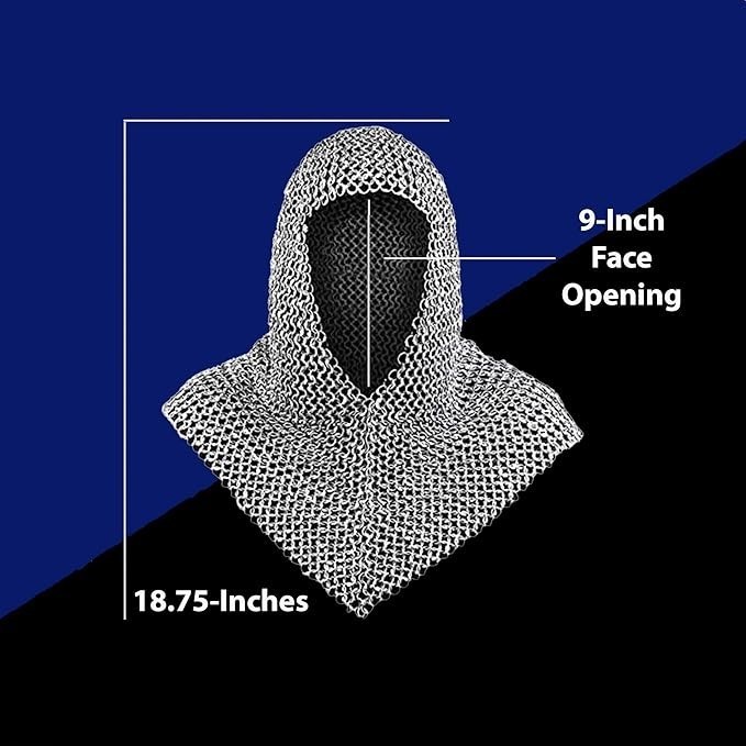 10MM Medieval Warrior Chainmail Coif Armor,