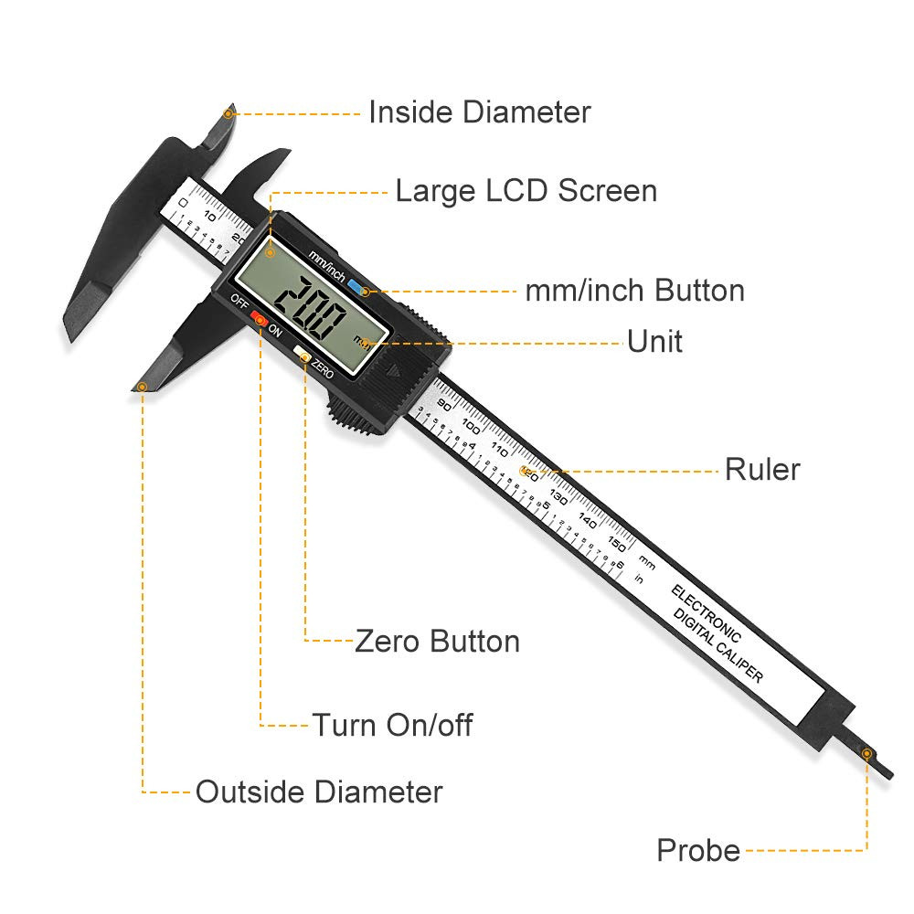 Digital Caliper, 0-6 Inches Caliper with Large LCD Screen, Auto - off Feature,