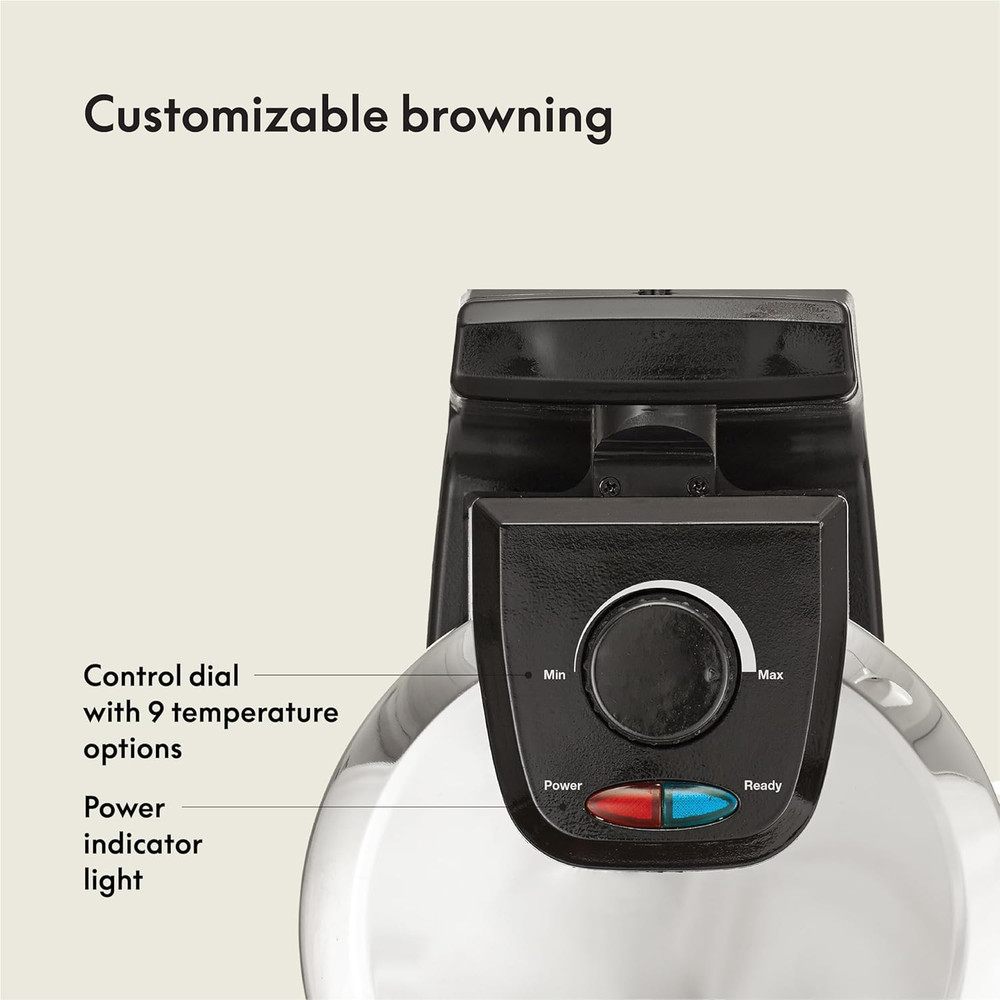 Classic Rotating Belgian Waffle Maker with Nonstick Plates, Removable Drip Tray,