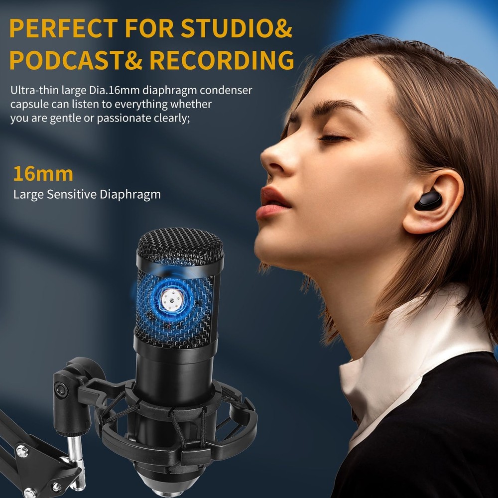 Condenser Microphone,Professional USB Microphone Plug & Play PC Computer Micr...