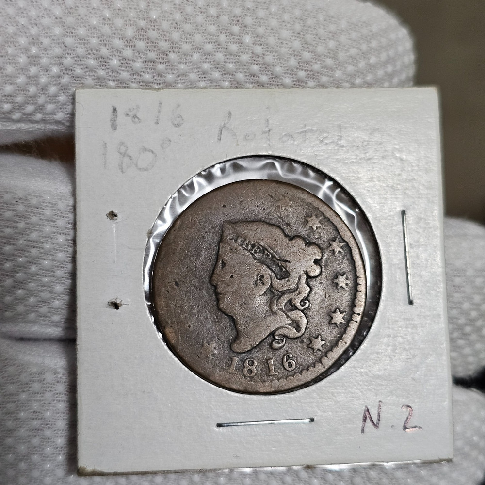 1816 Large Cent N.2 Completely Rotated Reverse Rare Error Coin