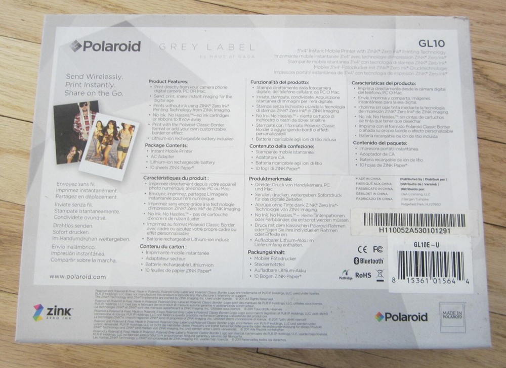 Polaroid GL10 Instant Mobile Printer 3x4in Zink Zero Ink Technology