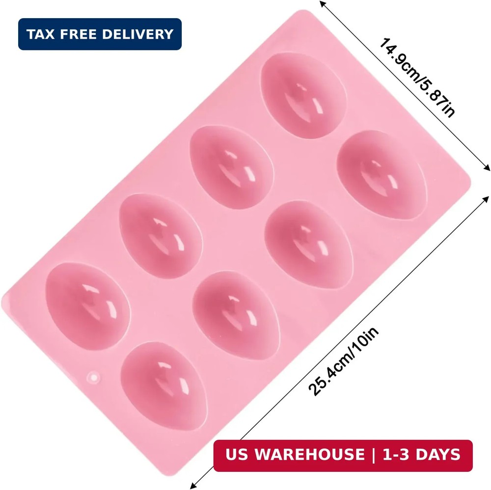 3 Pack 3D Easter Egg Silicone Molds, 8 Cavity Egg Shape Non-stick Baking Mold...