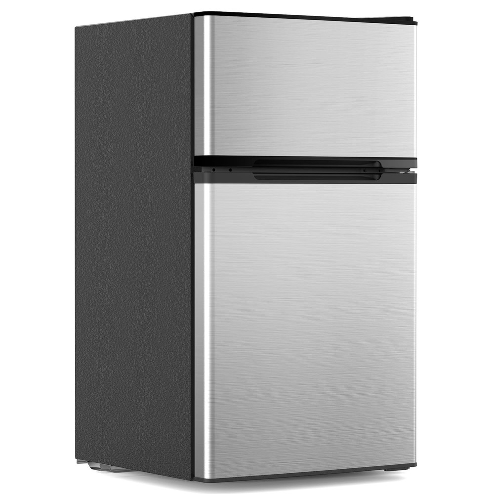 Electactic 3.1 Cu.Ft Mini Fridge with Freezer, 2 Door Compact Silver