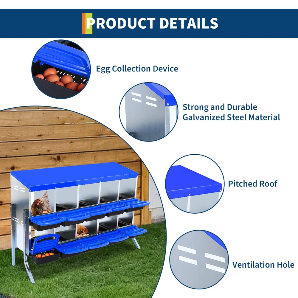 Chicken Nesting Box 10 Compartment Nesting Box Metal Nesting Boxes for Chicken