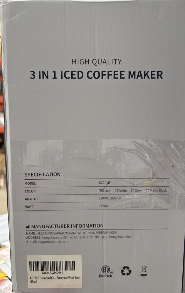 3-in-1 Iced Coffee Maker K-Cup Compatible, Ground Function, Cold Brew