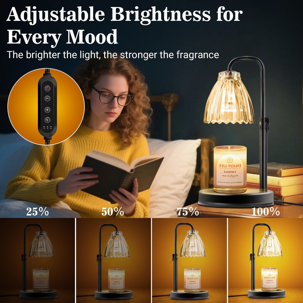 Candle Warmer Lamp with Timer Dimmer, Adjustable Height Wax Warmer for Scente...
