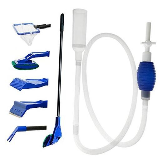 Aquarium Fish Tank Cleaning Kit - 5 in 1 Algae Scraper Set - Siphon Vacuum