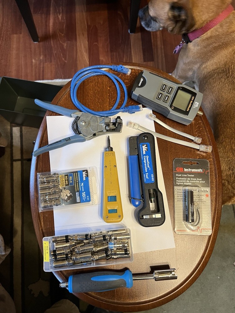 Home Network & Coax Tool Kit – Cable Tester, Compression Tool, F Connectors