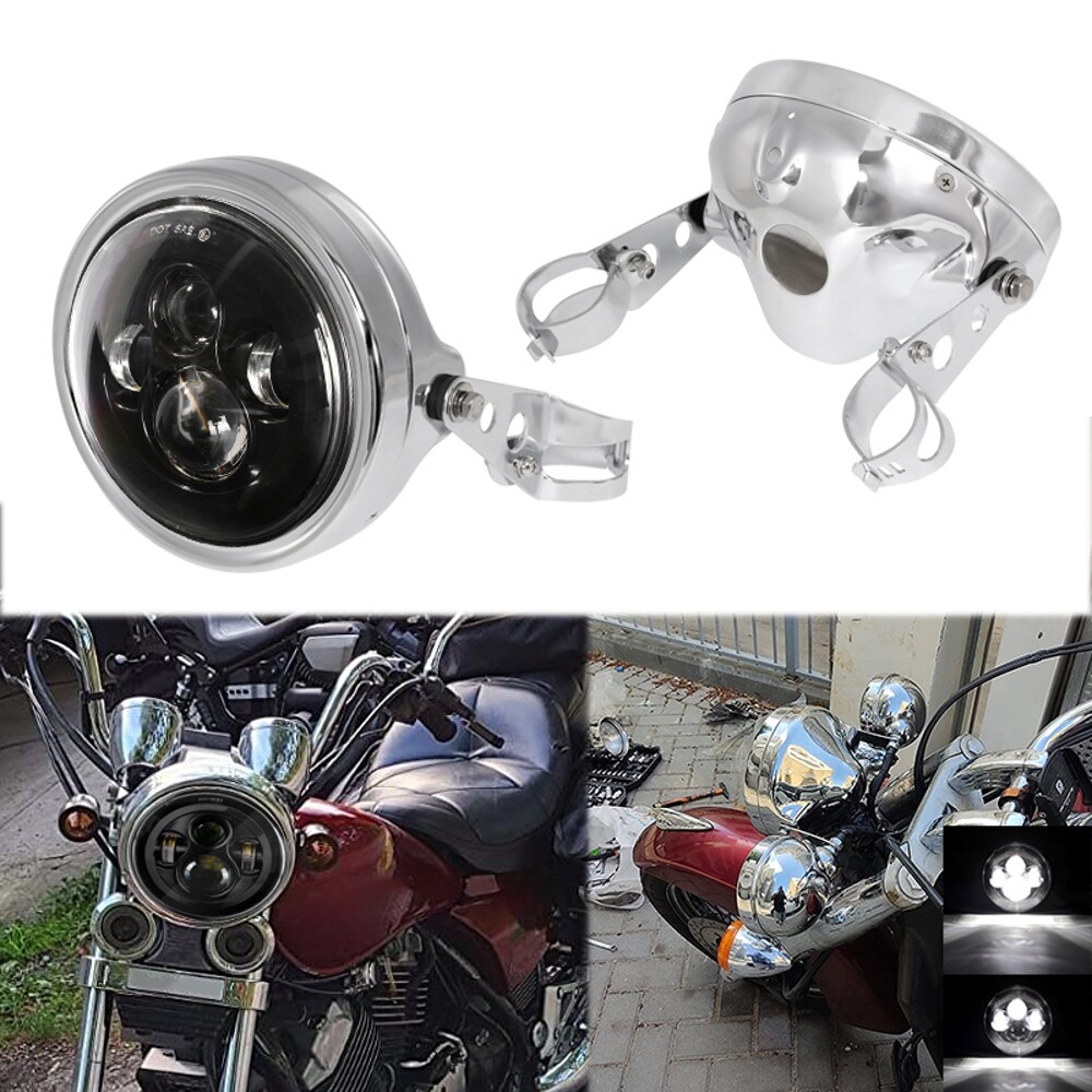 7" LED Headlight + Mount Housing Bucket For Yamaha