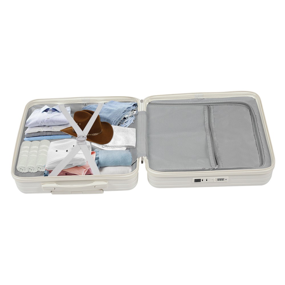 18" front Open Multi-function Suitcase Password Suitcase W/ USB Port+Cup holder