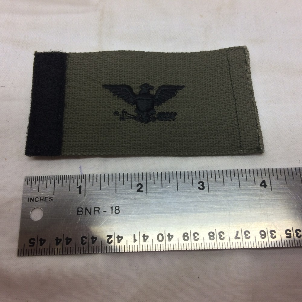 Vintage Military Army Shoulder Loop Insignia Colonel Hook Loop Back Olive Var
