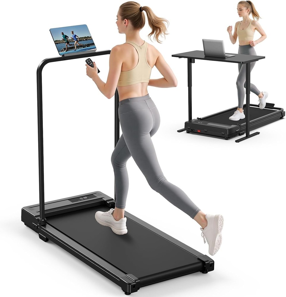 Compact Folding Treadmill with Handle Bar - Perfect for Small Spaces & Quiet ...