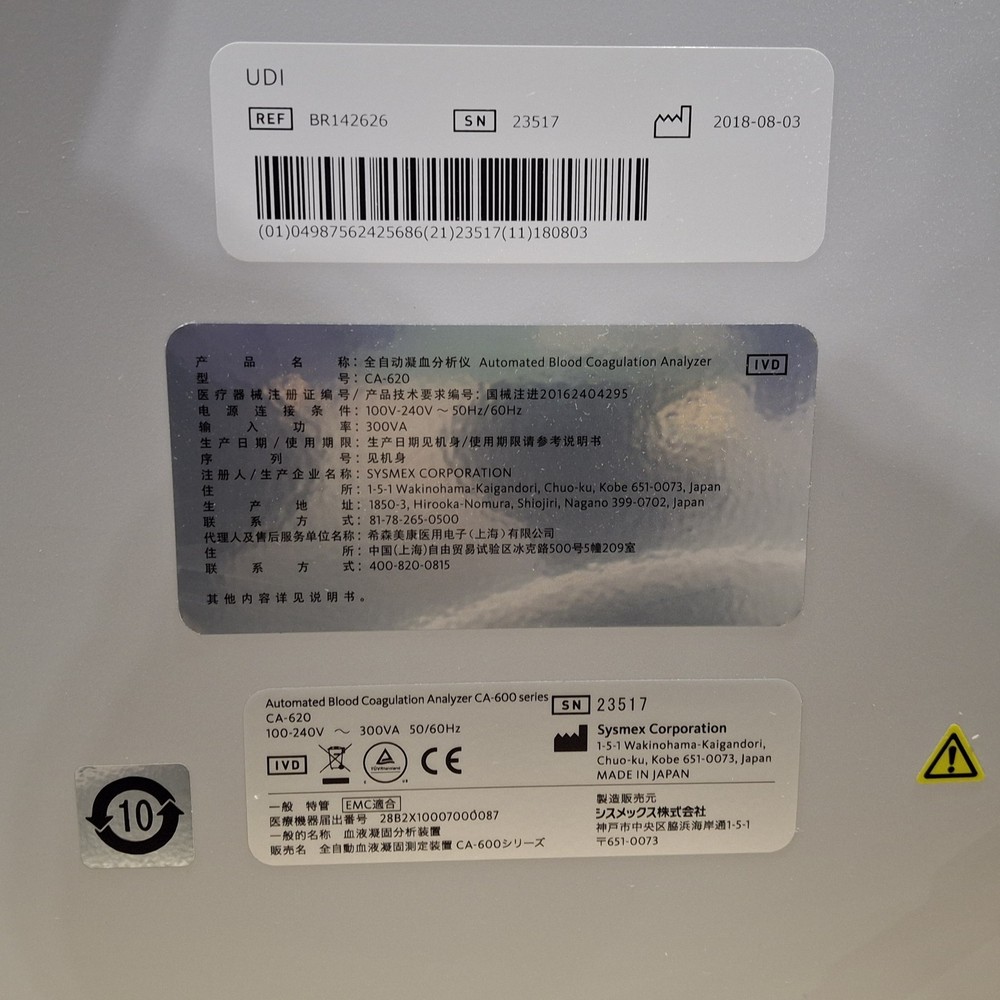 Sysmex CA-620 CA-600 series Automated Blood Coagulation Analyzer