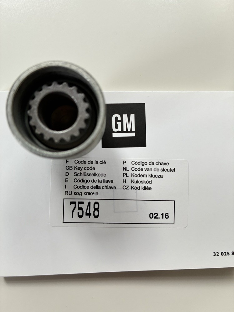 Vauxhall Locking Wheel Key for alloy wheel security locking nuts - Code 7548