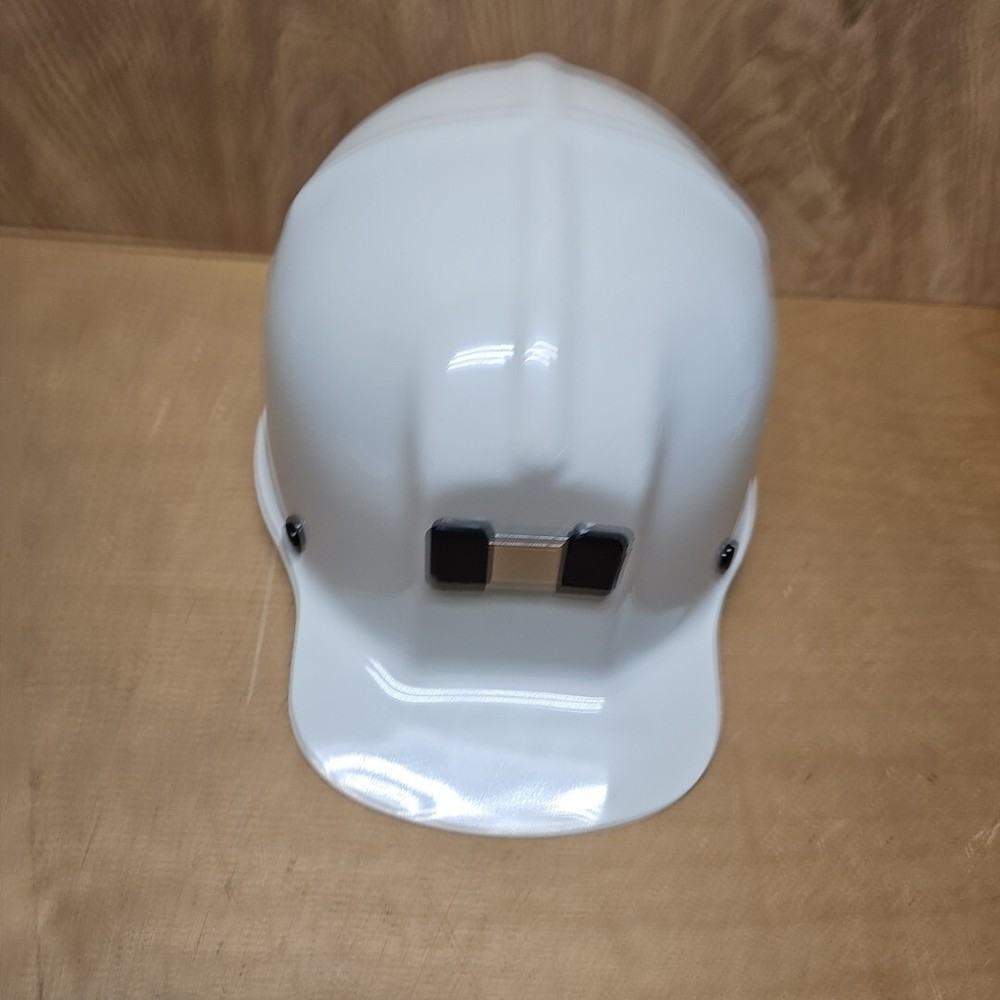 MSA LOW COAL VEIN COMFO-CAP HARD HAT WHITE STRIPED SHELL NEVER WORN XTRA STAZ-ON