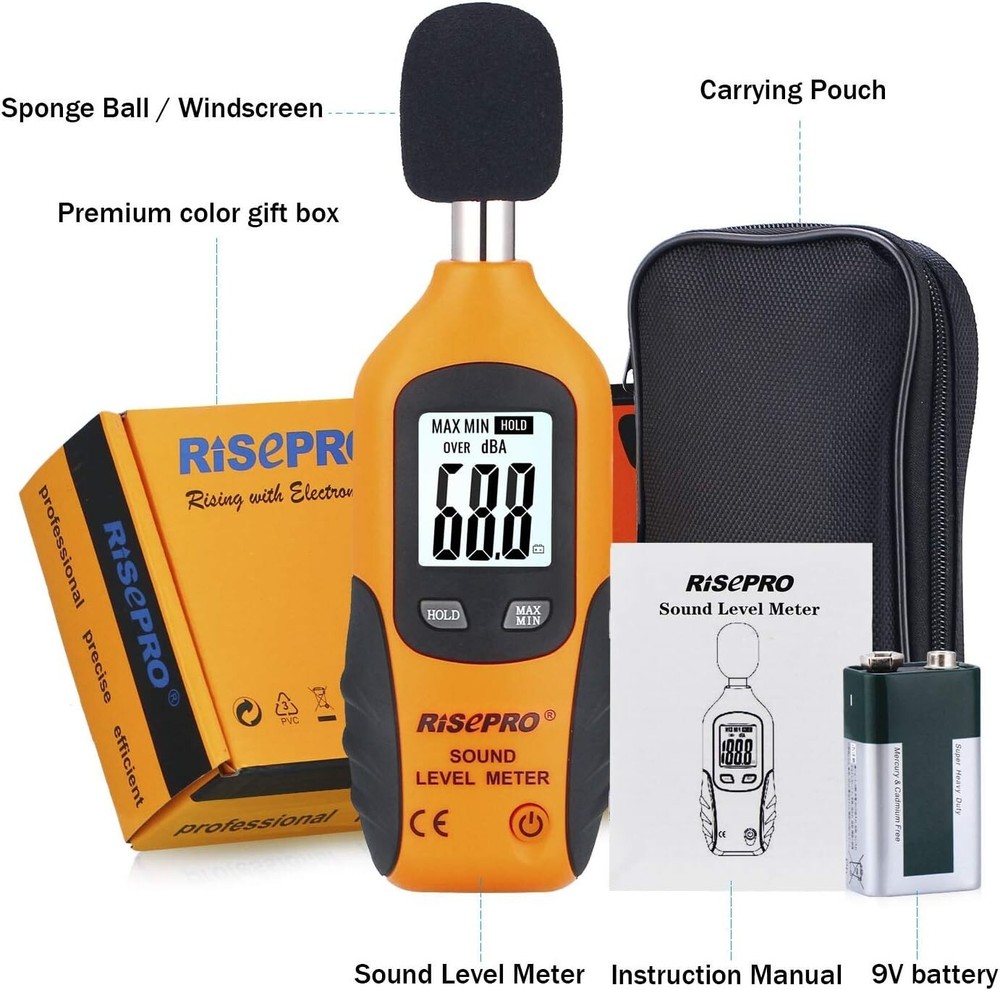 Versatile Digital Decibel Meter 30-130 dB with MAX/MIN & Easy-to-Use Design