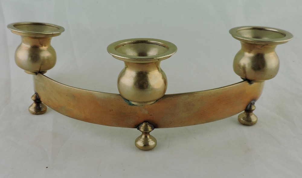 MID CENTURY MODERN DANISH STYLE BLASS THREE ARM CANDLESTICK HOLDER