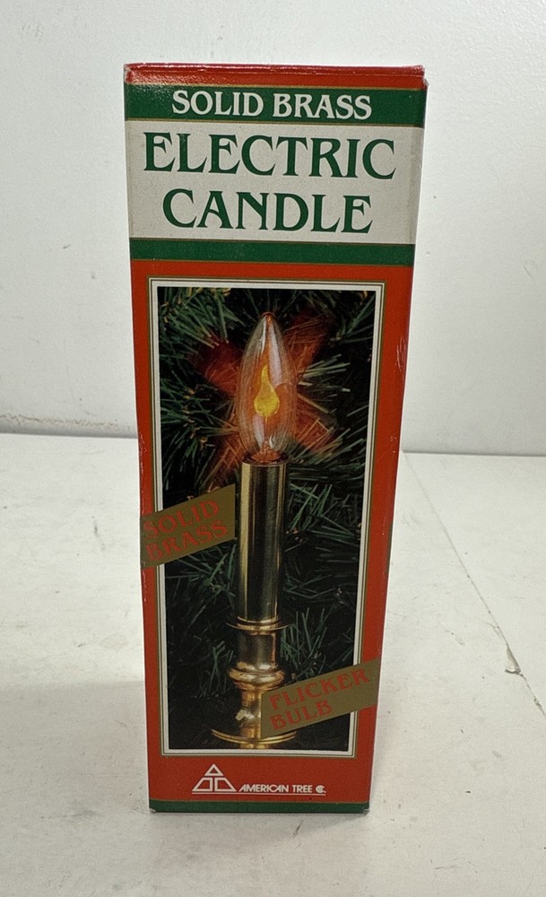 Vintage American Tree Solid Brass Electric Candle w/ Flicker Bulb
