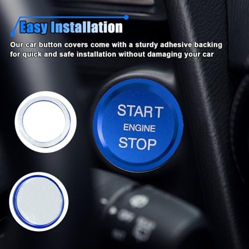 Car Engine Start Button Cover Blue Aluminum Alloy Decoration