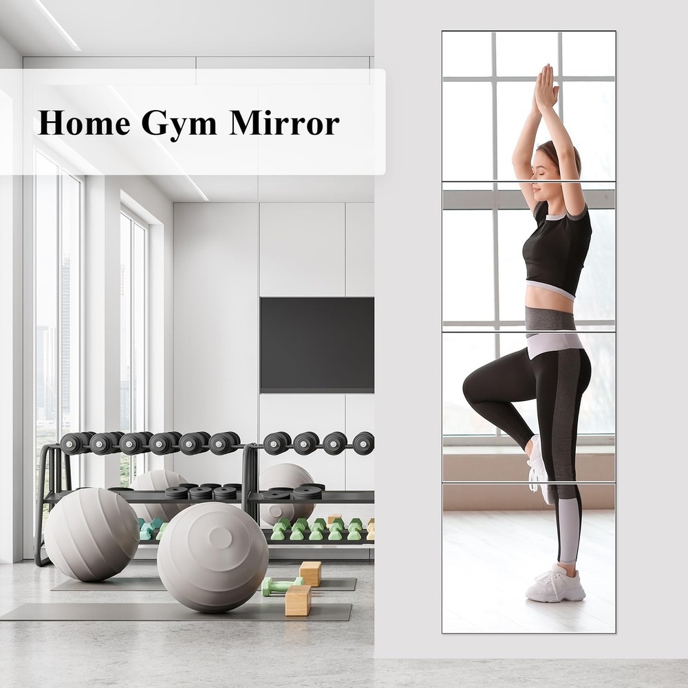 Acrylic Wall Mirror, 4 Pack, 12x12 Inch, Frameless, Modern, Rectangular, Shatter