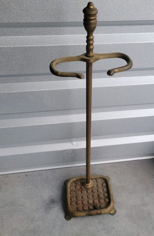 Vintage Brass Fireplace Tool Set Bellows Match Stick Holder