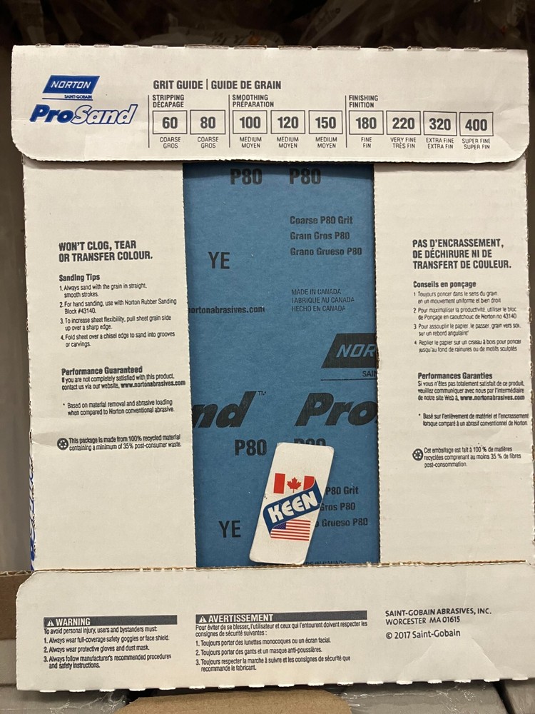 Norton CANADA ProSand 9" x 11" Sanding Sheets 80 Grit 20pack