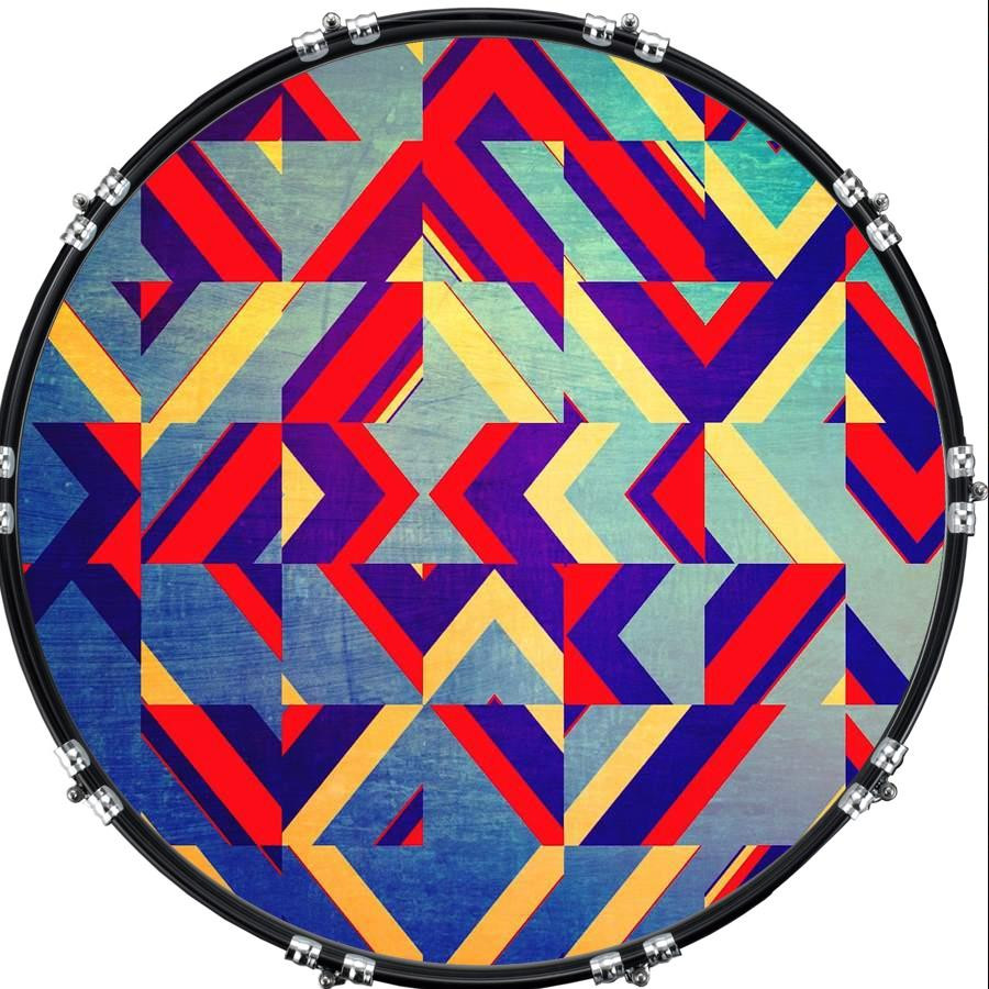 20" Custom Bass Kick Drum Front Head Graphical Geometry 4