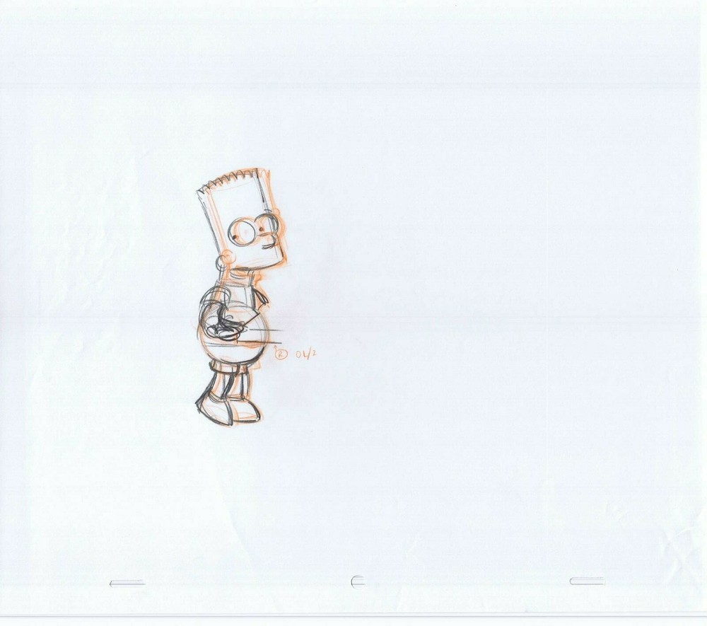 Simpsons Bart Original Art Animation Production Pencils Rough Comps