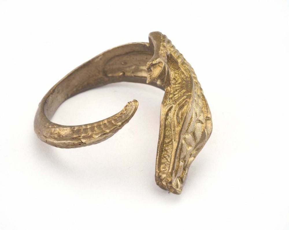 Crocodile Adjustable Ring raw Brass (17.5mm 7US inner size - Adjustable ) Oz2888