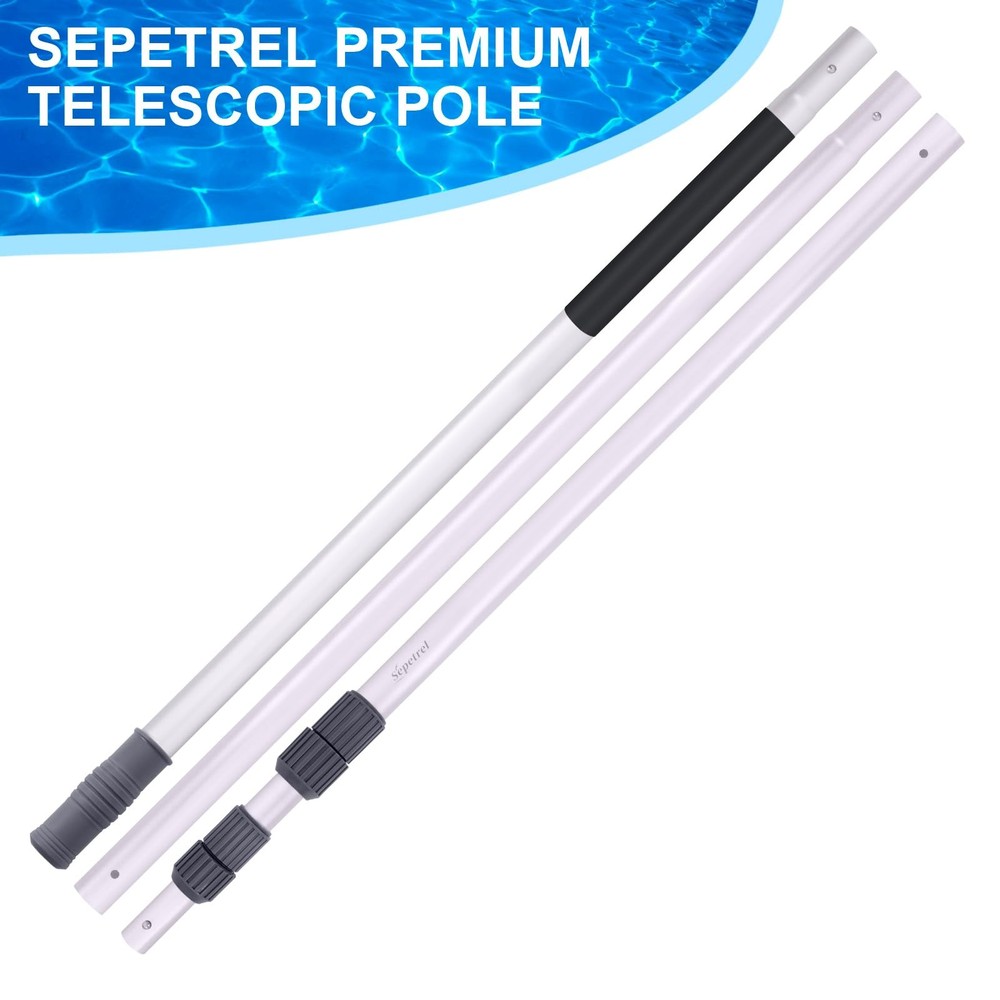 15 Foot Telescoping Swimming Pool Pole Threaded Tips for Skimmer Net