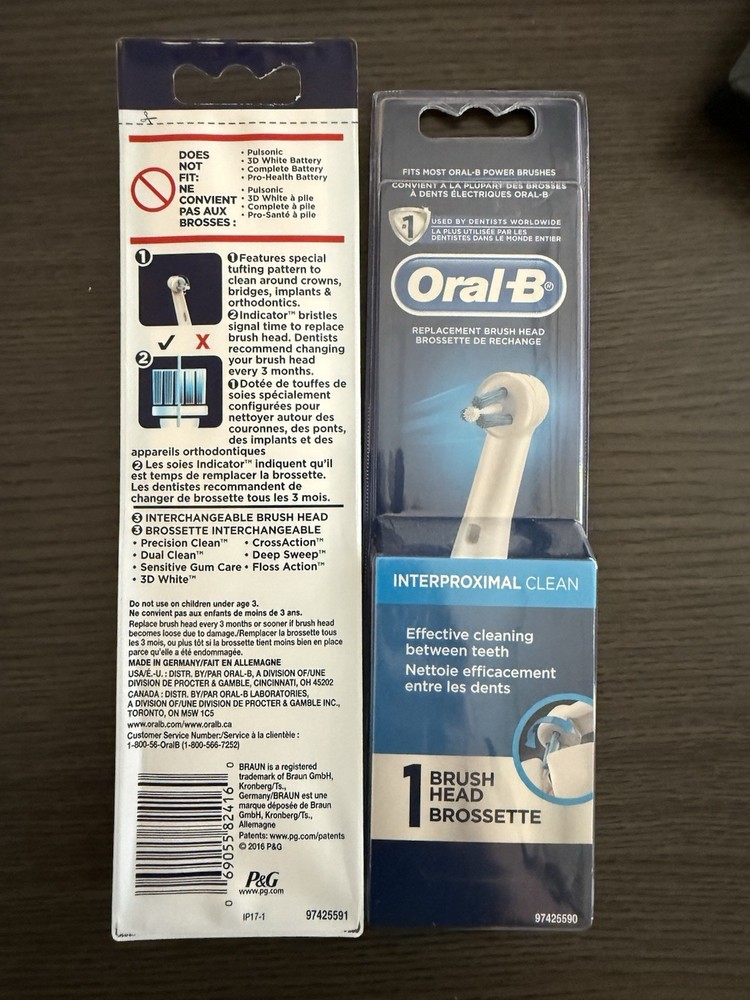 Oral B Interproximal Clean Toothbrush Replacement Brush Head 2 pack