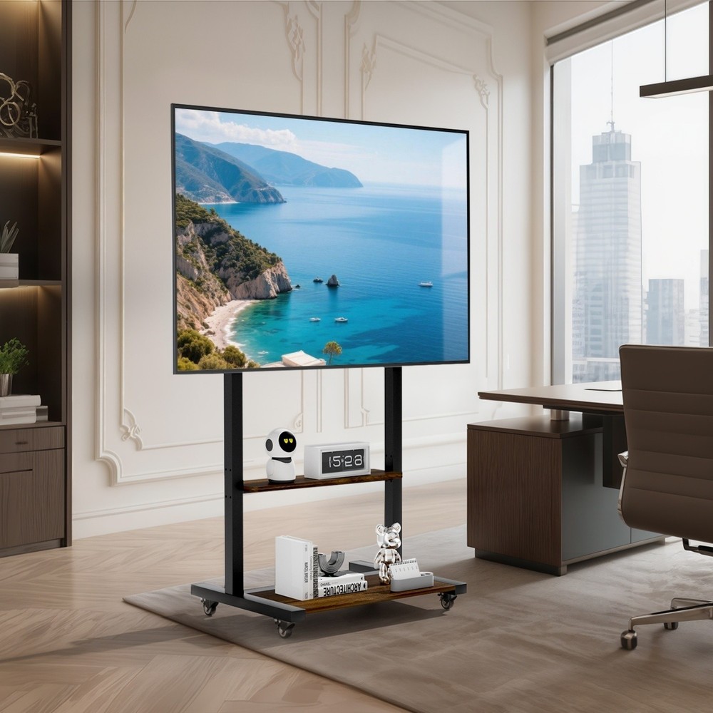 Rolling TVs Cart Height Adjustable TV Stand for 40-86” LCD LED Flat Panel Screen