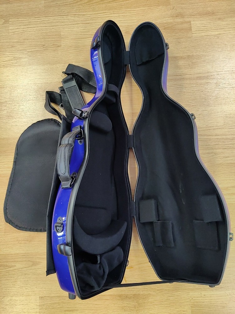 SALE*VIOLIN CASE (CELLO SHAPE) 4/4 BLUE-COMPOSITE SHELL-LIGHT-NO SCRATCH-PROTECT
