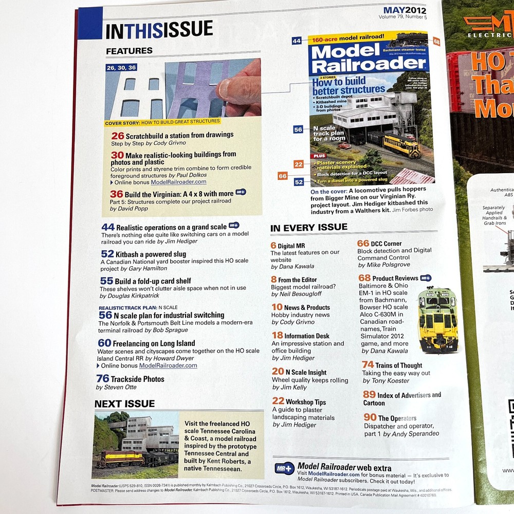 Model Railroader MAY 2012 Build Better Structure Plaster Scenery Block Detection
