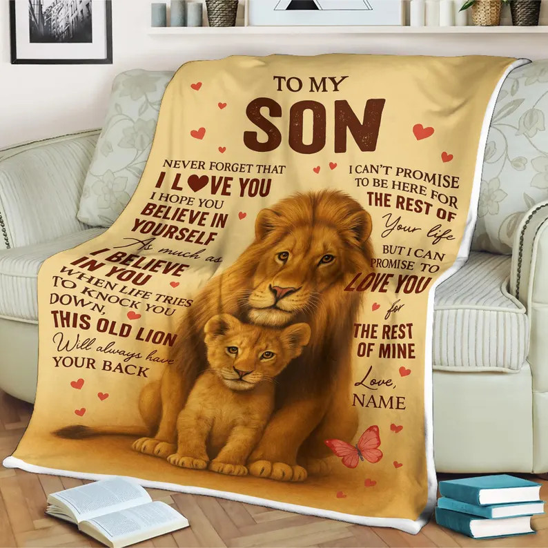 To My Son Blanket Lion Dad Son Gift From Dad